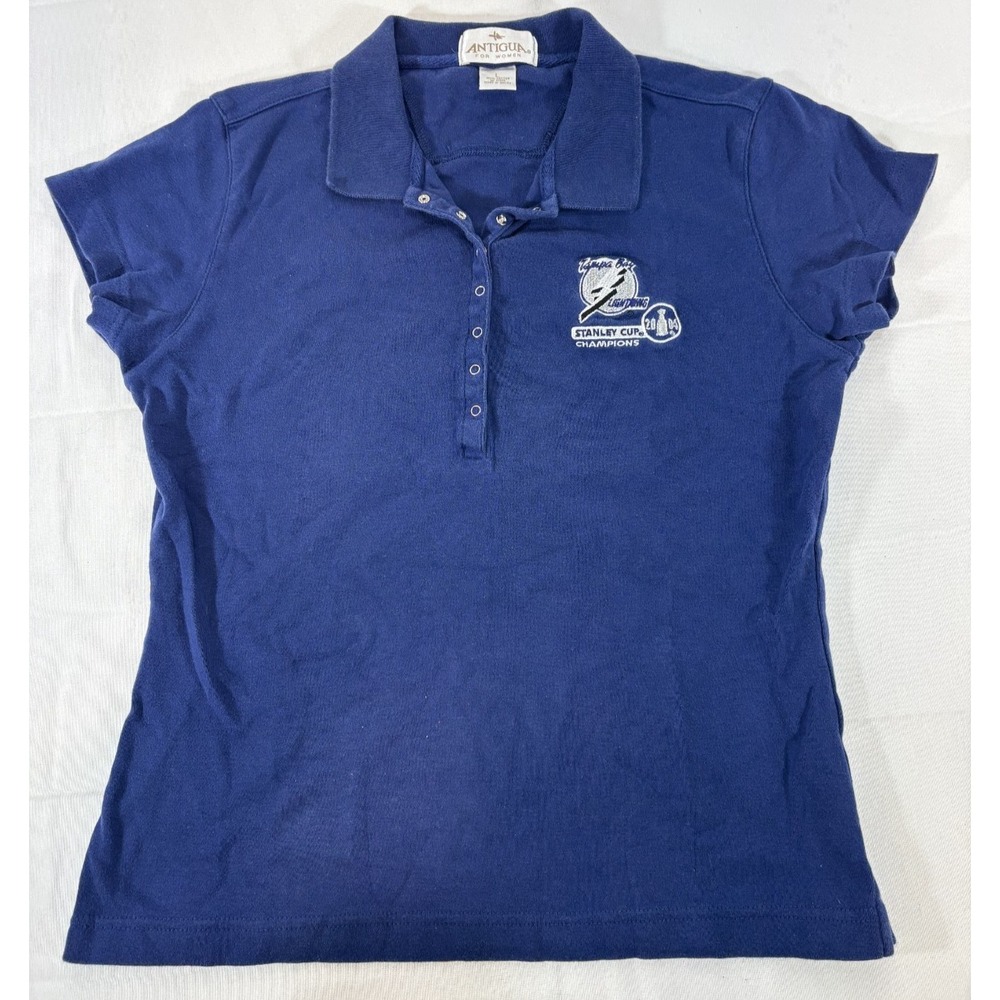 Tampa Bay Lightning Stanley Cup Champs 2004 Women's Antigua Shirt Blue Size L
